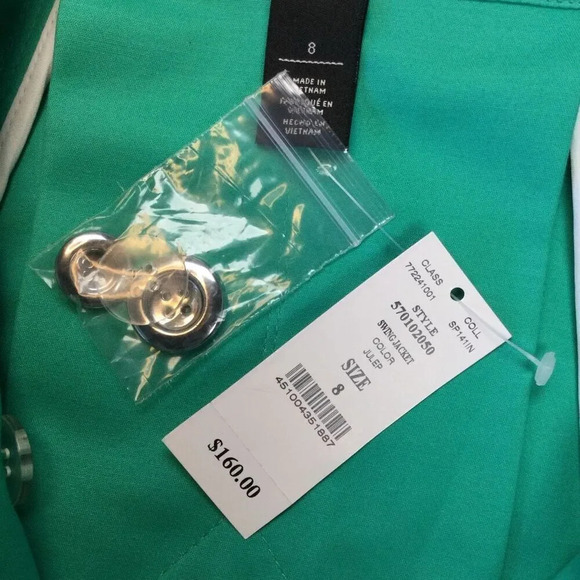 NWT White House Black Market Womens Turquoise Swing Double Breasted Jacket Sz 8 - Picture 8 of 13